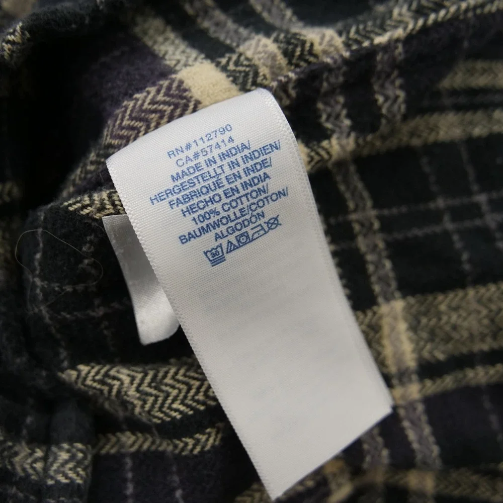 True Religion Shirt Mens Small Gray Button Plaid Flannel Long Sleeve Logo Print